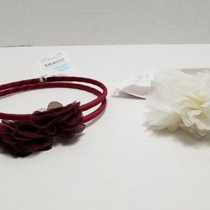 Lot of 2 The Children's Place Headband Girl Burgundy White NWT NEW